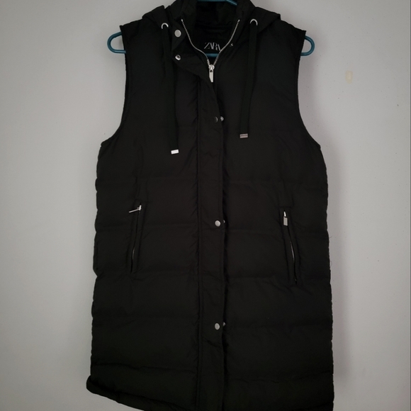 Zara Jackets & Blazers - ZARA | Long Puffer vest | Black | Size XS | EUC!